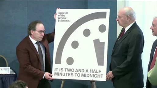 Ceasul Apocalipsei, mutat cu 30 secunde mai aproape de miezul nopții, și din cauza lui Trump. Cea mai scurtă durată după ce SUA și fosta URSS au testat bomba cu hidrogen