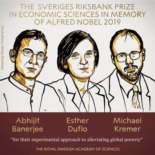  Nobelul Economiei atribuit lui Esther Duflo, Michael Kremer și Abhijit Banerjee pentru lucrări în domeniul luptei împotriva sărăciei