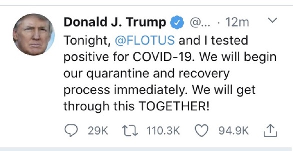 ULTIMA ORĂ Donald Trump și soția lui au fost diagnosticați cu Covid-19