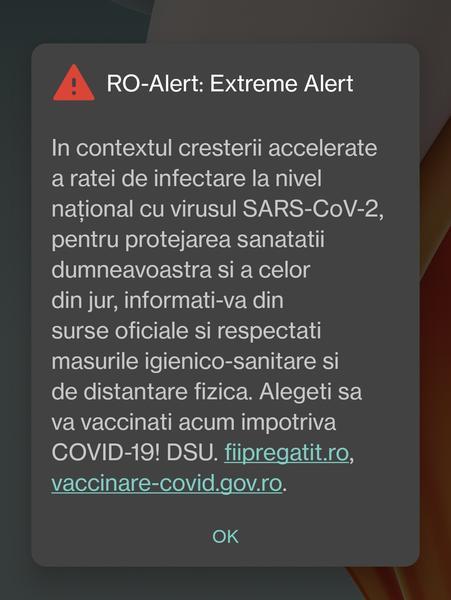 FOTO Guvernul începe să folosească RO-Alert: Alegeți să vă vaccinați acum!