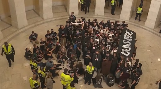 VIDEO Cel puțin o sută de protestatari au ocupat o clădire a Congresului SUA pentru a cere încetarea focului în Gaza