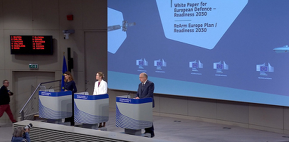 VIDEO Comisia Europeană prezintă ”Cartea Albă a Apărării Europene” pentru a face față dezangajării SUA, un ghid de utilizare destinat statelor membre UE. Kaja Kallas prezintă un sfârșit al garanțiilor americane drept o ”schimbare” a ordinii mondiale stabi