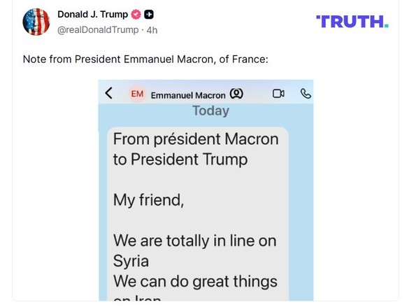 Trump divulgă mesaje private de la Macron FOTO
