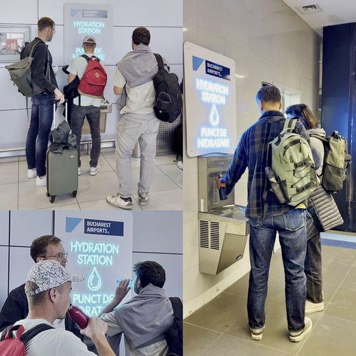 VIDEO&FOTO Apă gratuită la aeroportul Otopeni. Au fost instalate primele 10 stații