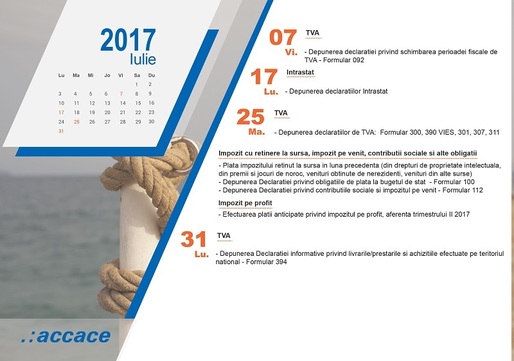 Calendarul fiscal al lunii iulie - obligații recurente