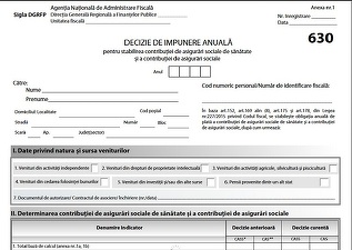 DOCUMENT Fiscul modifică Formularul 630. Decizia de impunere, inițial pentru CASS, va include și CAS