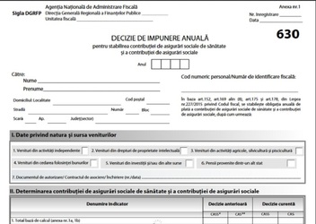 DOCUMENT Fiscul modifică Formularul 630. Decizia de impunere, inițial pentru CASS, va include și CAS