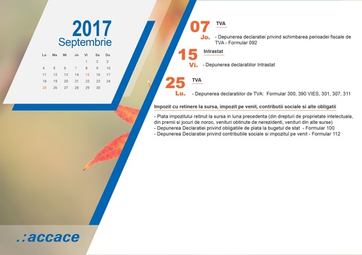 Calendarul fiscal al lunii septembrie - Noutăți privind contribuția firmelor la Fondul de handicap