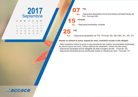 Calendarul fiscal al lunii septembrie - Noutăți privind contribuția firmelor la Fondul de handicap