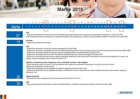 Calendarul fiscal al lunii martie - firmele depun Declarația pe 2017 și plătesc impozitul pe profit