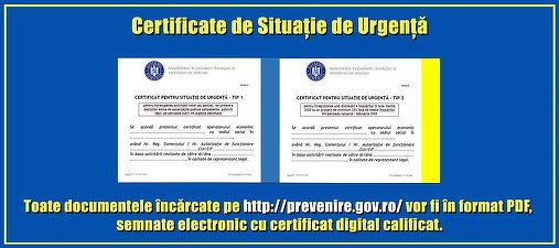 Luna aprilie va putea fi folosită ca referință de firme la obținerea certificatelor pentru situații de urgență