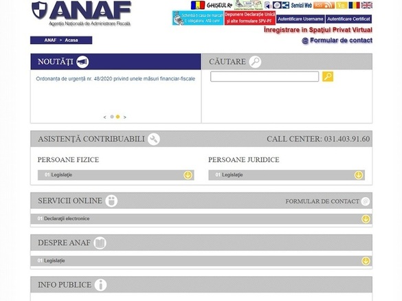 ANAF a lansat noul site, la care lucrează de mai multe luni