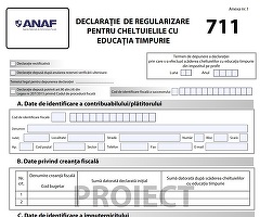 DOCUMENT ANAF introduce formularul 711 pentru firmele care au acordat angajaților facilitatea de educație timpurie până la momentul la care a fost suspendată
