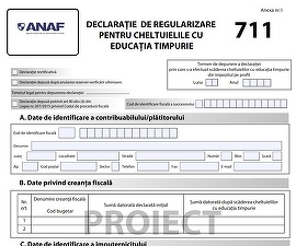 DOCUMENT ANAF introduce formularul 711 pentru firmele care au acordat angajaților facilitatea de educație timpurie până la momentul la care a fost suspendată
