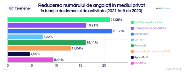 INFOGRAFICE Companiile din România - cel mai mic număr de angajați. Industriile cu cele mai mari scăderi