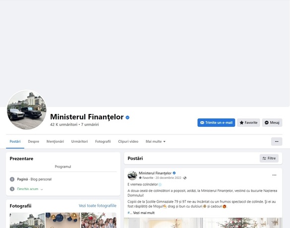 FOTO Pagina de Facebook a Ministerului Finanțelor, spartă de hackeri. Poza de profil a fost înlocuită cu o poză în care apar un restaurant vietnamez și mașini de lux