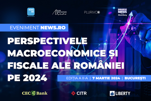 Principalii indicatori economici și bugetari vor fi analizați la evenimentul News.ro “Perspectivele macroeconomice și fiscale ale României pe 2024” de economiști, reprezentanți ai Guvernului și ai mediului de business