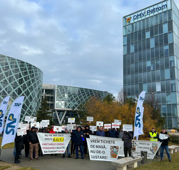 Imagine de la unul din protestele din decembrie 2023: Sursă foto: https://www.snpetrom.ro/