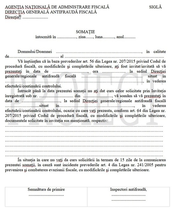 ANAF vrea să schimbe un cuvânt pentru pedepsirea cu închisoarea a celor care-i ignoră invitațiile - DOCUMENT