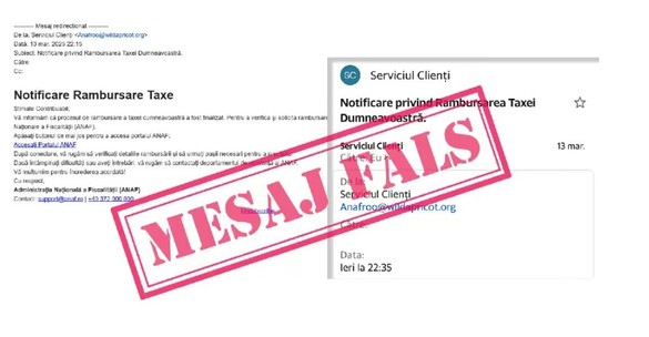 FOTO ANAF vă avertizează - Veți primi e-mail-uri false