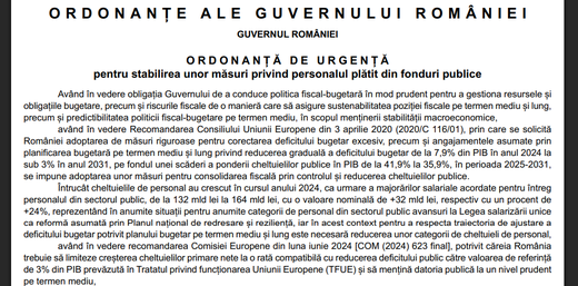 Final: Ordonanța de urgență cu sporurile din aparatul bugetar a apărut în Monitorul Oficial