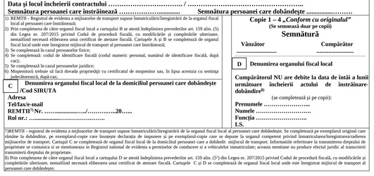 DOCUMENT Se schimbă contractul tipizat pentru achiziția de mașini. Se introduce avizul prin care cumpărătorii vor demonstra că nu au datorii