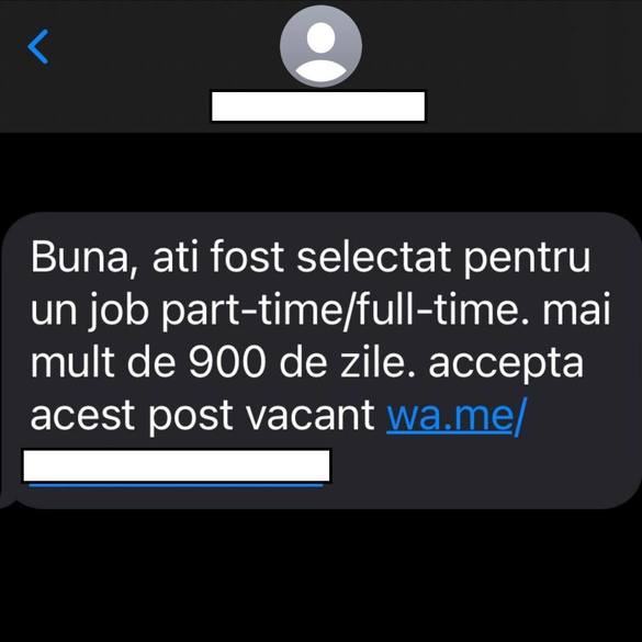 FOTO Avertisment: Atenție la propunerile primite prin mesaje, care prezintă oportunități de angajare sau de investiții!