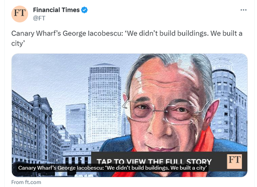 ULTIMA ORĂ FOTO După 36 de ani, Sir George Iacobescu, românul care a schimbat fața Londrei, pleacă cu totul din fruntea Canary Wharf. "Cu toții am crescut cu trupul în România, dar cu mintea în lumea occidentală.". Pensia, o provocare