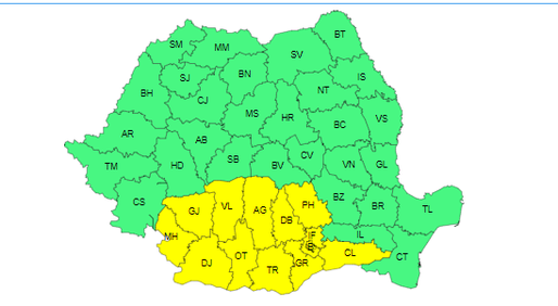 Nouă avertizare de caniculă – Cod galben în București și 12 județe, duminică și luni / Temperaturi între 34 și 37 de grade / În majoritatea regiunilor va fi cald