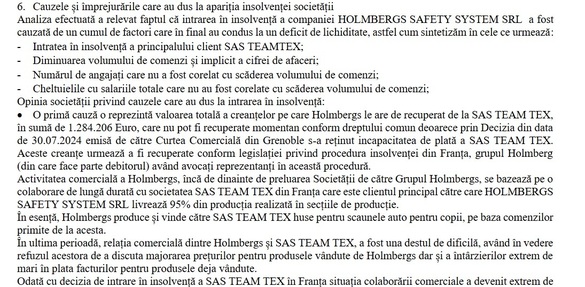 SURPRIZĂ Faliment în România, sute de angajați concediați. Suedezii de la Holmbergs, unul din marile nume, s-au răzgândit și au mutat brusc afacerea locală - dusă de antreprenorii români Cepalis în Topul Europei - din insolvență în faliment 