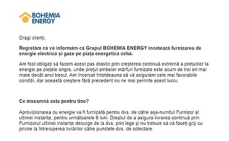 Șoc în Cehia - Bohemia Energy, cel mai mare grup furnizor de energie alternativă, cu aproape 1 milion de clienți, se oprește din cauza creșterii prețurilor