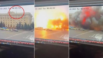 VIDEO Rachetele ruse lovesc o clădire guvernamentală în inima orașului Harkiv