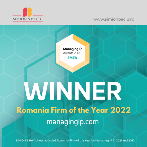 SIMION & BACIU câștigă pentru al doilea an consecutiv prestigiosul premiu ”Firma anului în România” acordat de Managing IP