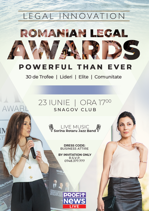Elitele Avocaturii Românești vor fi premiate în cadrul Romanian Legal Awards, 23 iunie, ora 17:00, Snagov Club