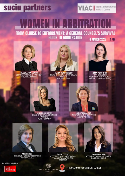 Vocile feminine în Arbitrajul Internațional. Eveniment marca Suciu Partners. Legal Marketing, Partener Media