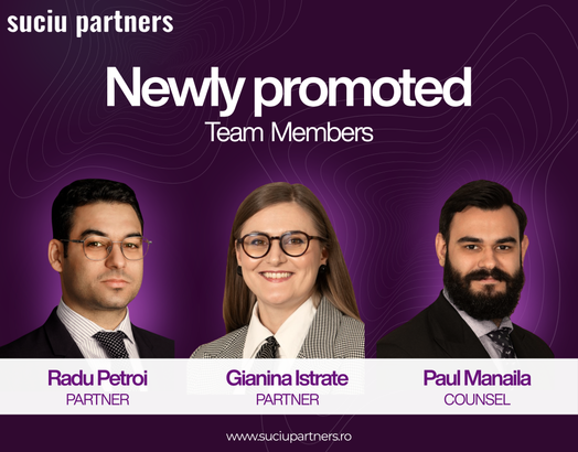 Suciu Partners anunță consolidarea echipei prin promovarea a trei avocați de top