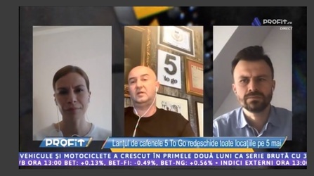Profit LIVE TV - Să ajutăm business-ul. Fondatorul 5 to Go: Am negociat 3 francize în videoconferință. Să readucem clienții la spritz, la meci, au început să își prepare cafea acasă. Multe afaceri - închise
