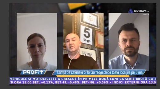 Profit LIVE TV - Să ajutăm business-ul. Fondatorul 5 to Go: Am negociat 3 francize în videoconferință. Să readucem clienții la spritz, la meci, au început să își prepare cafea acasă. Multe afaceri - închise