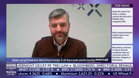 VIDEO PROFIT NEWS TV - Mirel Jarnea, Head Of e-Industries Enel X. Companiile care investesc în sisteme pentru producerea propriei energii electrice și-ar putea recupera investiția în maximum 6 ani și reduce costurile cu energia cu până la 50%