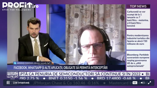 PROFIT NEWS TV Avertisment față de legea interceptărilor. Bogdan Manolea (ApTI): Ar fi bine să nu se adopte în această formă