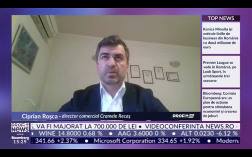 PROFIT NEWS TV Industria de vin – România, văzută în continuare ca o piață de entry level. Ciprian Roșca, Director Comercial Cramele Recaș: Din păcate, implicarea statului este minimă