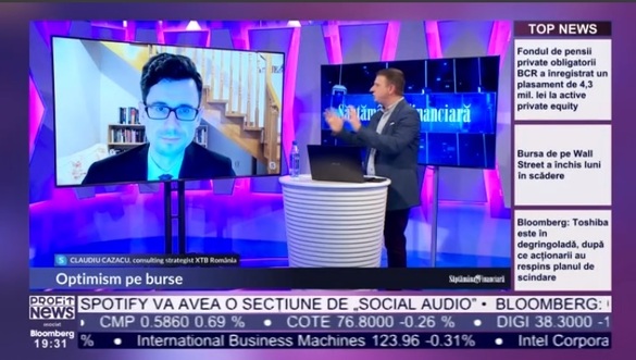 PROFIT NEWS TV Claudiu Cazacu, Consulting Strategist XTB România: Chiar dacă dobânzile ar crește cu 1%, bursele pot să reziste. Teama principală nu provine din dobânzi