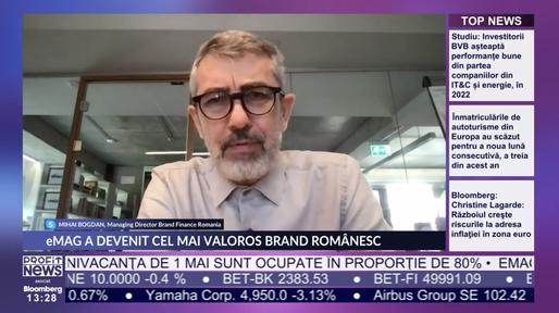 PROFIT NEWS TV Mihai Bogdan, Managing Director Brand Finance România, despre cel mai valoros brand românesc: A beneficiat și de acest val adus de schimbările globale în ceea ce privește orientarea consumatorilor spre comerț online