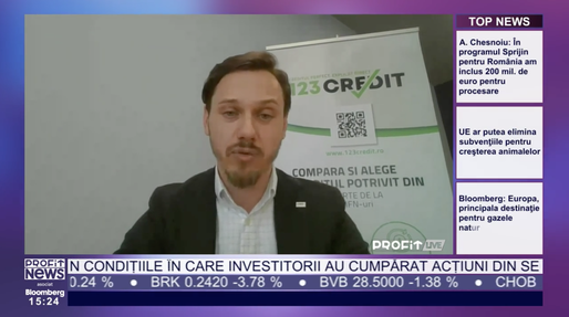 PROFIT NEWS TV Sebastian Piu, fondator al brokerului digital 123Credit.ro: Apetitul pentru creditare se va tempera. Compania vizează 1,5 milioane euro pentru dezvoltarea operațiunilor inclusiv în străinătate
