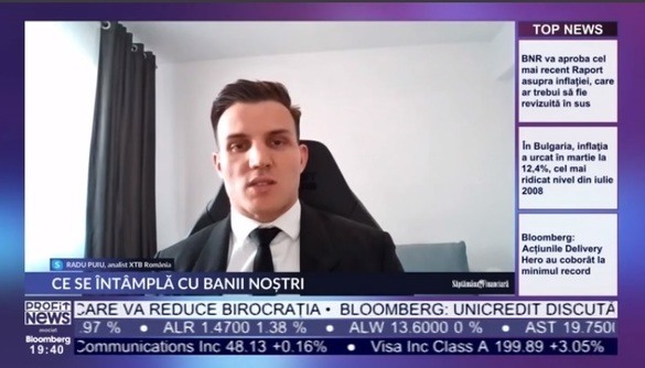 PROFIT NEWS TV Radu Puiu, Financial Analyst XTB România, despre inflație: Este posibil să ne mai aștepte încă o jumătate de an destul de grea