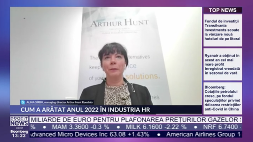 PROFIT NEWS TV Alina Sîrbu, managing director Arthur Hunt România: Angajatorii fac destul de multe eforturi pentru a-și reține angajații. O parte dintre companii au înțeles că trebuie să ajusteze salariile