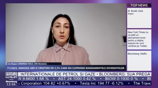 PROFIT NEWS TV Andreea Nica, Vicepreședinte CFA România: Dacă inflația rămâne la acest nivel, va fi greu pentru companii să vină cu randamente bune. Investitorii sunt mai atenți, nu mai au răbdare ca o companie să iasă pe profit în 5 ani