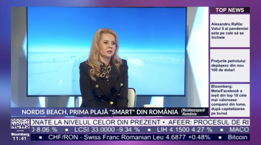 VIDEO PROFIT NEWS TV (Re)Descoperă România - Meda Vasiliu, General Manager Nordis Hotel Mamaia: Va fi cea mai mare plajă smart din România. O mare parte din serviciile care existau, dar sub o altă formă, acum sunt digitalizate