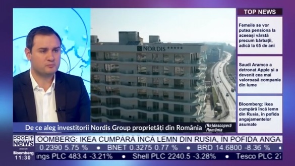 VIDEO PROFIT NEWS TV (Re)Descoperă România - Florin Poștoacă, Sales Manager Nordis Group: Interesul românilor pentru a investi în imobiliare este la acest moment foarte ridicat, ca 