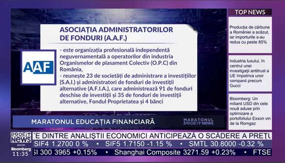 PROFIT NEWS TV Maratonul de Educație Financiară - Pascu, AAF: Gestionăm 9,5 miliarde de euro pentru mai mult de 480.000 de investitori. Interesul pentru plasamentele în fondurile de investiții este în creștere 